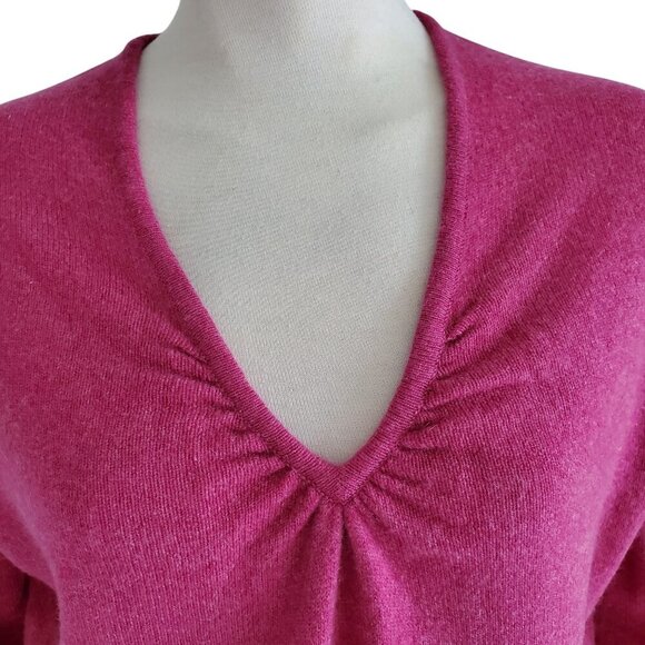 Apt 9 Cashmere Sweater Ruched V-Neck Cranberry Color Size L - Picture 2 of 15